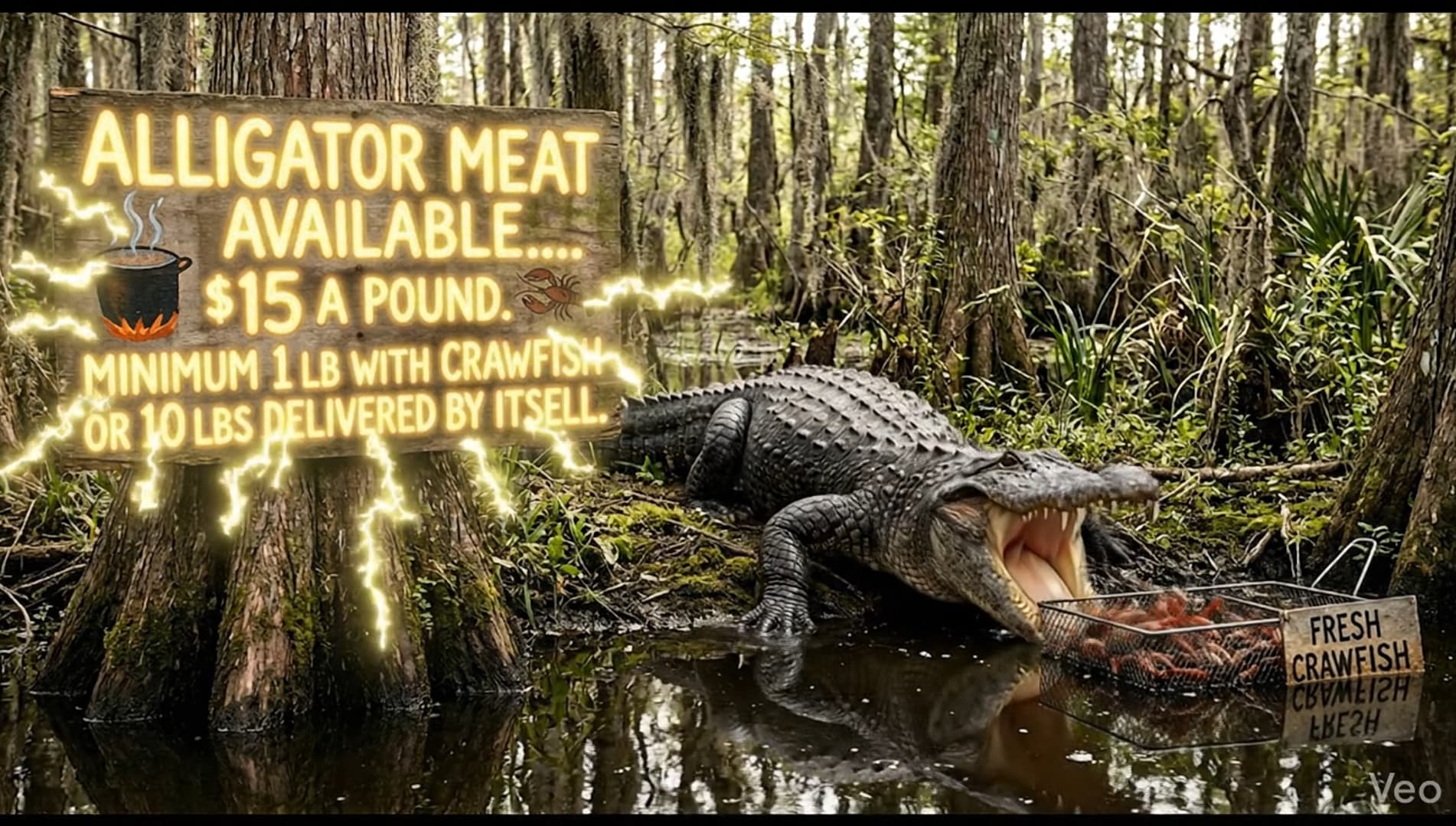 Live Crawfish Meets Alligator