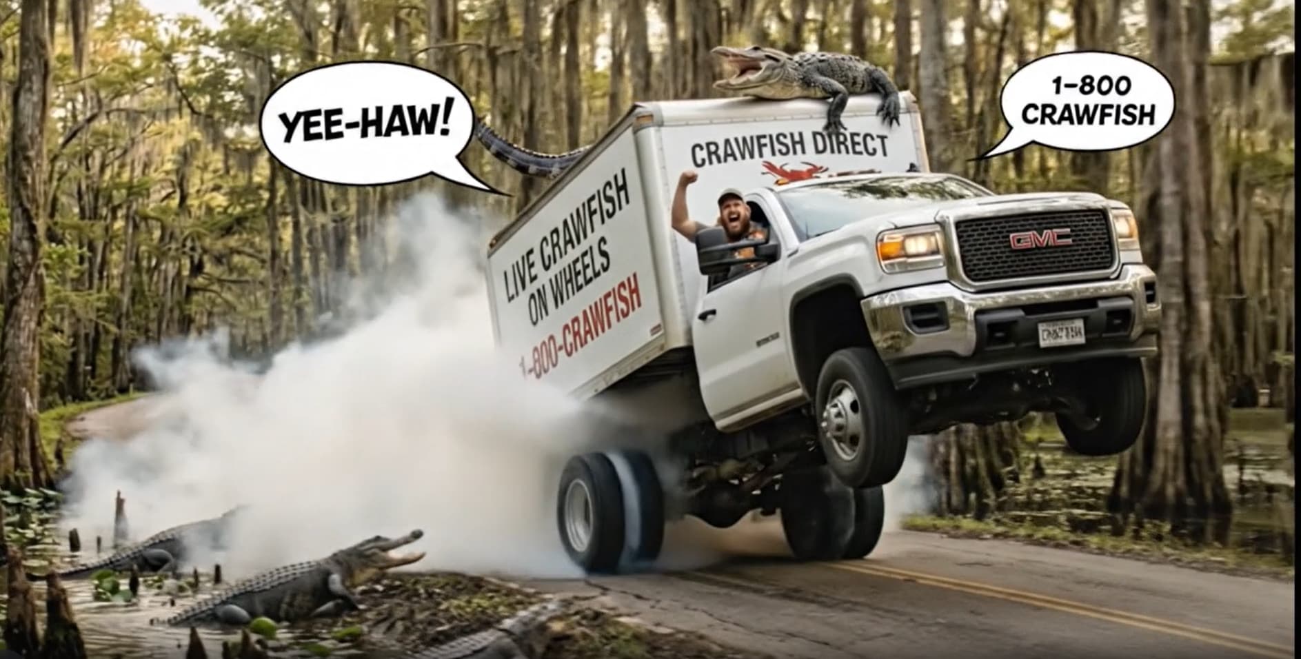 Crawfish Truck Doing A Wheelie
